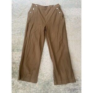 Whistles Women's Highwaisted Trousers UK 16 - US 12 Brown 100% Cotton Button
